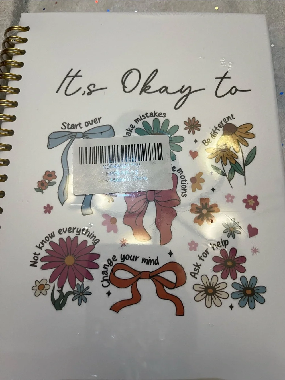 It’s Okay to… Spiral Notebook - White Floral Design